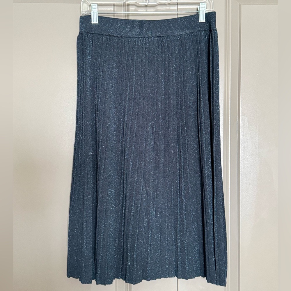 H&M Metallic Pleated Midi Sweater Skirt